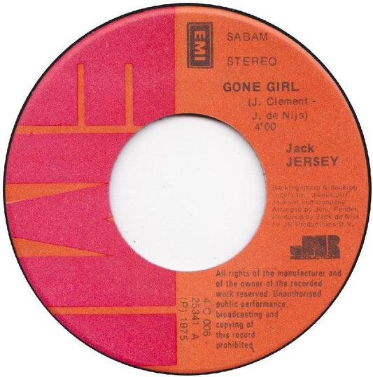 Jack Jersey - Gone Girl 15257 Vinyl Singles Vinyl Goed / Hoes Goed