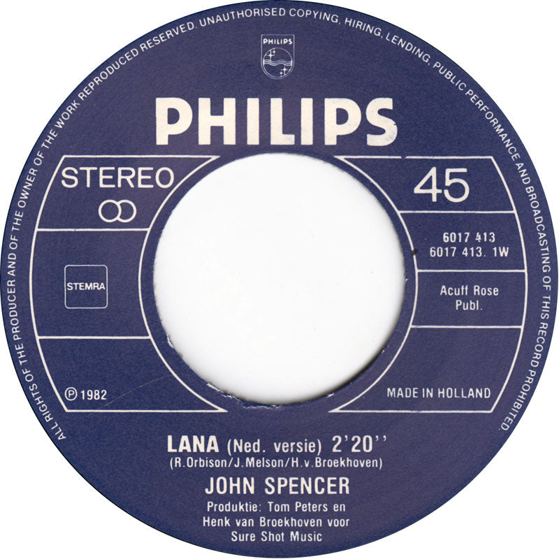 John Spencer - Lana 43455 Vinyl Singles Vinyl Goed / Hoes Goed