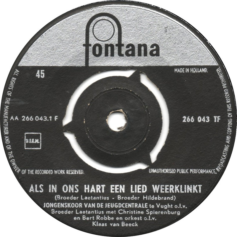 Jongenskoor Van De Jeugdcentrale Te Vught - Als In Ons Hart Een Lied Weerklinkt 41467 Vinyl Singles Vinyl Goed / Hoes Generic