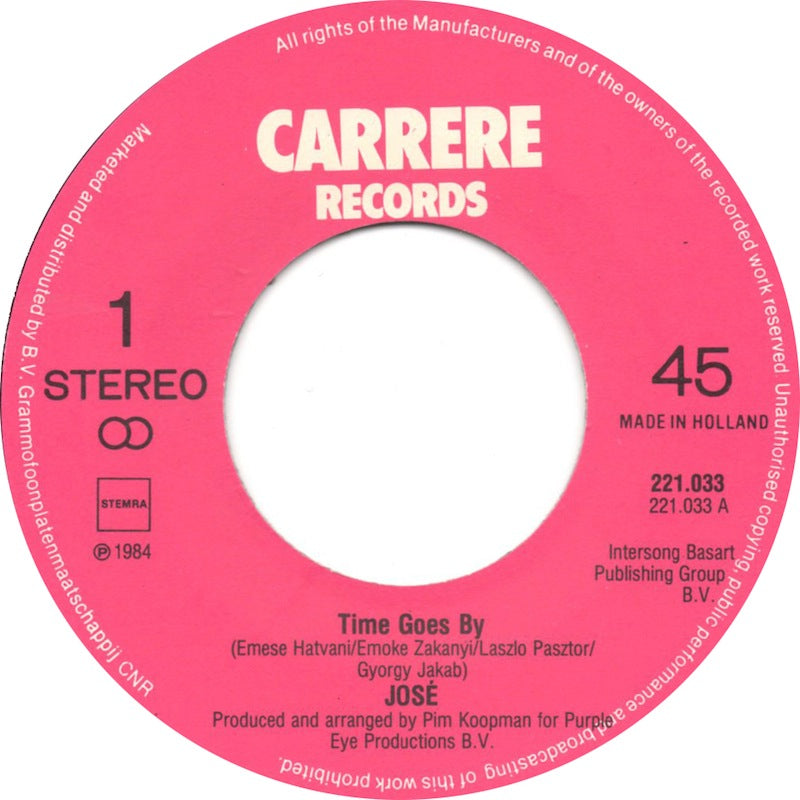 Jose - Time Goes By 30180 Vinyl Singles Vinyl Goed / Hoes Goed