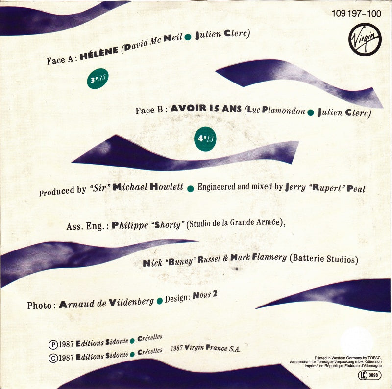 Julien Clerc - Hélène 41309 Vinyl Singles Vinyl Goed / Hoes Goed