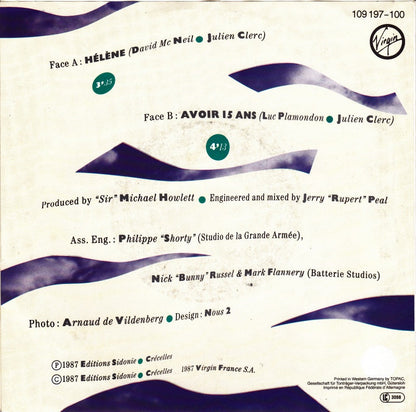 Julien Clerc - Hélène 41309 Vinyl Singles Vinyl Goed / Hoes Goed