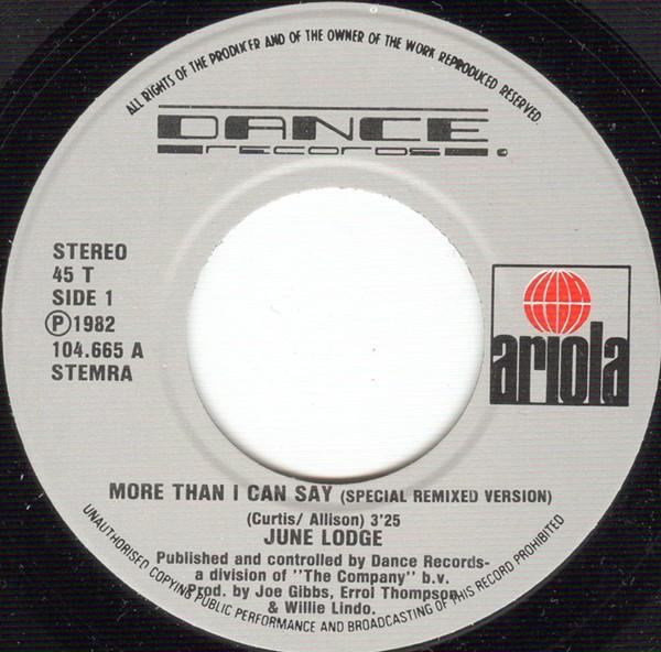 June Lodge - More Than I Can Say 01545 Vinyl Singles /   