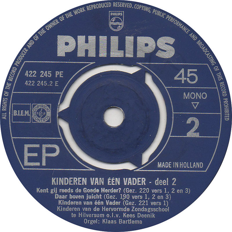 Hervormde Zondagsschool Hilversum - Kinderen Van Een Vader Vinyl Singles EP Vinyl Zeer Goed / Hoesje Goed "VINYLSINGLES.NL"