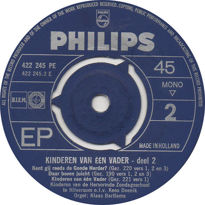 Hervormde Zondagsschool Hilversum - Kinderen Van Een Vader Vinyl Singles EP Vinyl Zeer Goed / Hoesje Goed "VINYLSINGLES.NL"