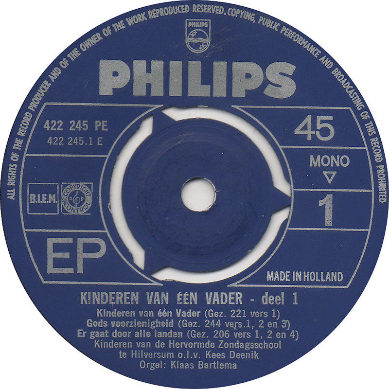 Hervormde Zondagsschool Hilversum - Kinderen Van Een Vader Vinyl Singles EP Vinyl Zeer Goed / Hoesje Goed "VINYLSINGLES.NL"