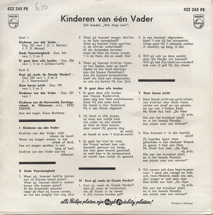 Hervormde Zondagsschool Hilversum - Kinderen Van Een Vader Vinyl Singles EP Vinyl Zeer Goed / Hoesje Goed "VINYLSINGLES.NL"