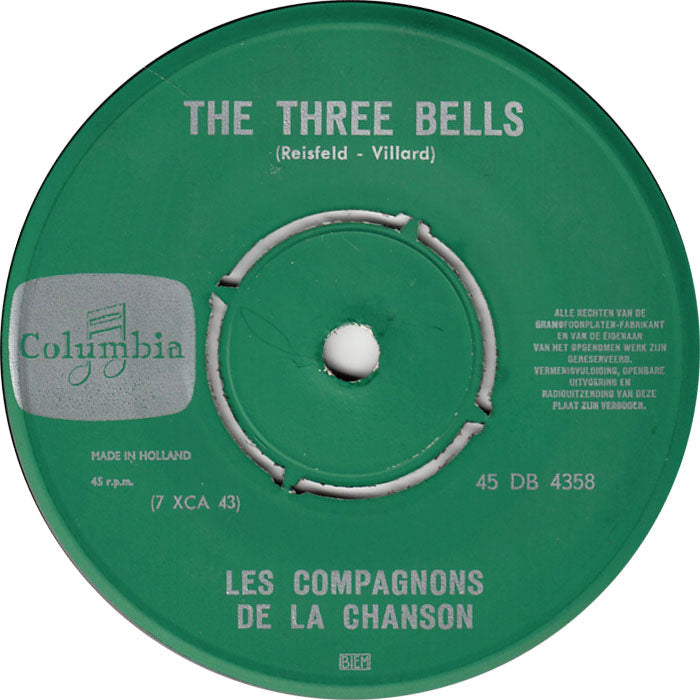 Compagnons De La Chanson - The Three Bells 40908 Vinyl Singles Vinyl Zeer Goed / Hoesje Generic "VINYLSINGLES.NL"