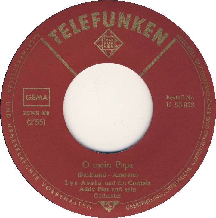 Lys Assia - O Mein Papa 06203 Vinyl Singles Vinyl Goed / Hoes Goed
