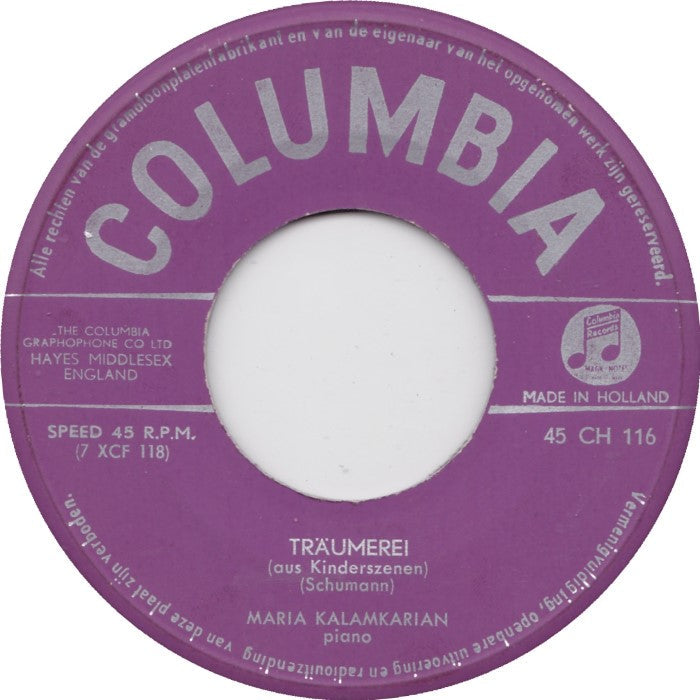 Beethoven / Schumann , Maria Kalamkarian - Für Elise / Träumerei 06475 Vinyl Singles Vinyl Goed / Hoes Goed