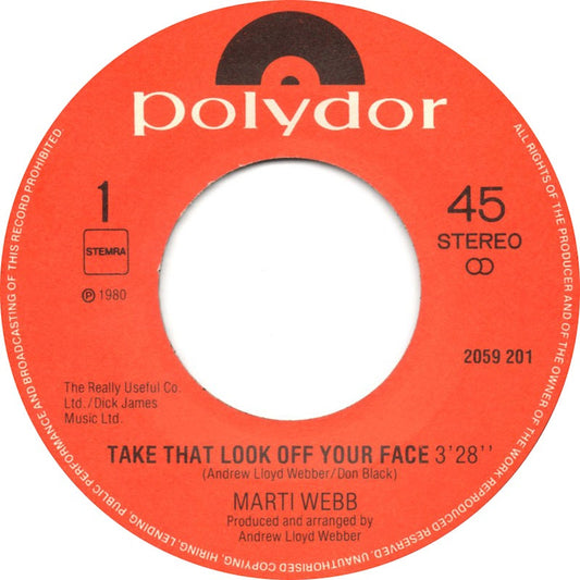 Marti Webb - Take That Look Off Your Face 17458 Vinyl Singles Vinyl Goed / Hoes Goed