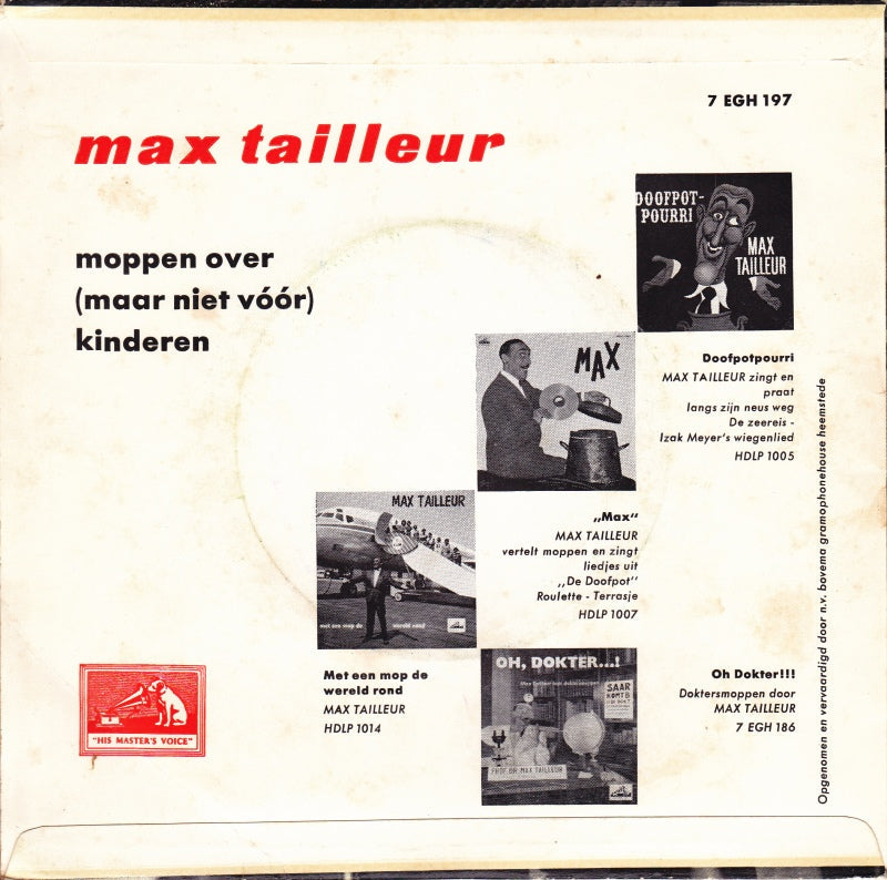 Max Tailleur - Moppen Over (Maar Niet Voor) Kinderen 40262 Vinyl Singles EP Vinyl Goed / Hoes Goed
