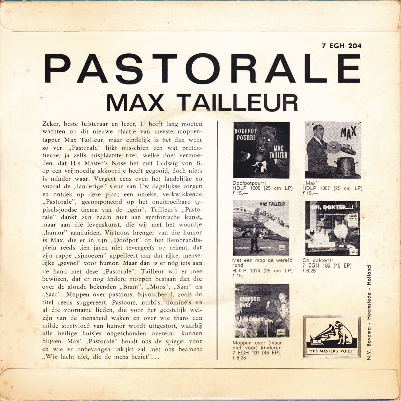 Max Tailleur - Pastorale 41603 Vinyl Singles Vinyl Goed / Hoes Goed