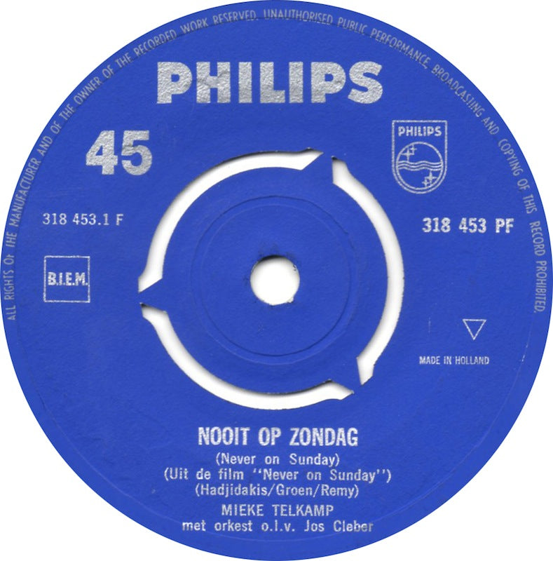 Mieke Telkamp - Nooit Op Zondag 42283 Vinyl Singles Vinyl Goed / Hoes Generic