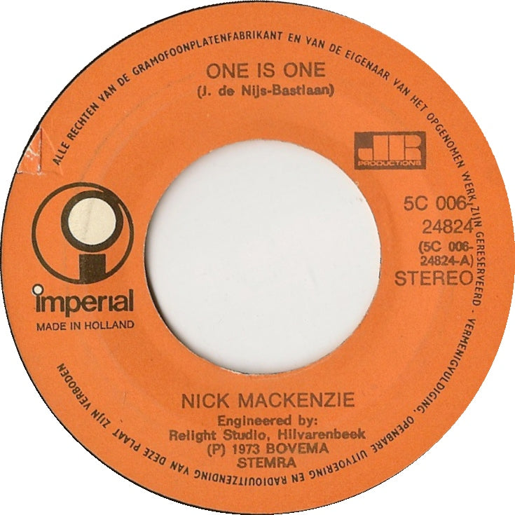 Nick MacKenzie - One Is One 37366 Vinyl Singles Vinyl Goed / Hoes Generic
