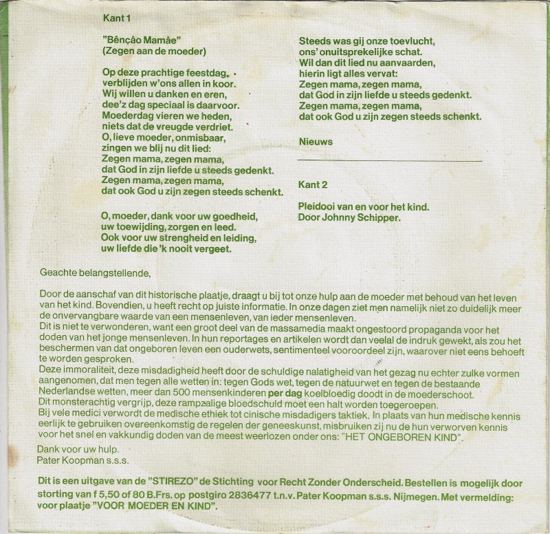 Various - Voor Moeder En Kind 32746 Vinyl Singles Vinyl Goed / Hoes Goed