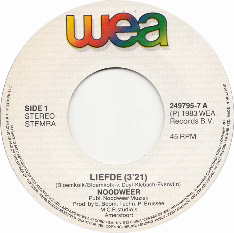 Noodweer - Liefde 15016 Vinyl Singles Vinyl Goed / Hoes Goed