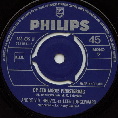 Andre van de Heuvel En Leen Jongewaard - Op Een Mooie Pinksterdag Vinyl Singles Vinyl Zeer Goed / Hoesje Goed "VINYLSINGLES.NL"