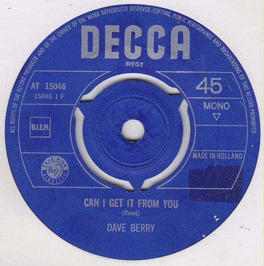 Dave Berry - Can I Get It From You 40441 Vinyl Singles Vinyl Zeer Goed / Hoesje Generic "VINYLSINGLES.NL"