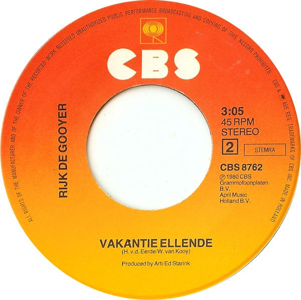Rijk De Gooyer - 'T Jochie, Dat Zal Altijd Blijven Sappelen 39222 Vinyl Singles Vinyl Goed / Hoes Generic
