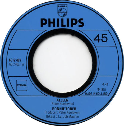 Ronnie Tober - Alleen 14533 Vinyl Singles Vinyl Goed / Hoes Goed