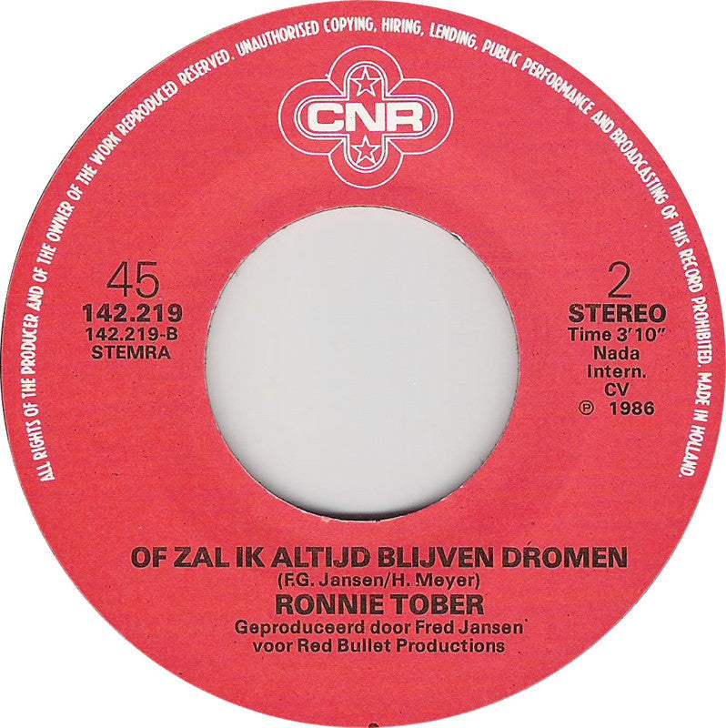 Ronnie Tober - Leven Met Jou 03145 Vinyl Singles Vinyl Goed / Hoes Goed