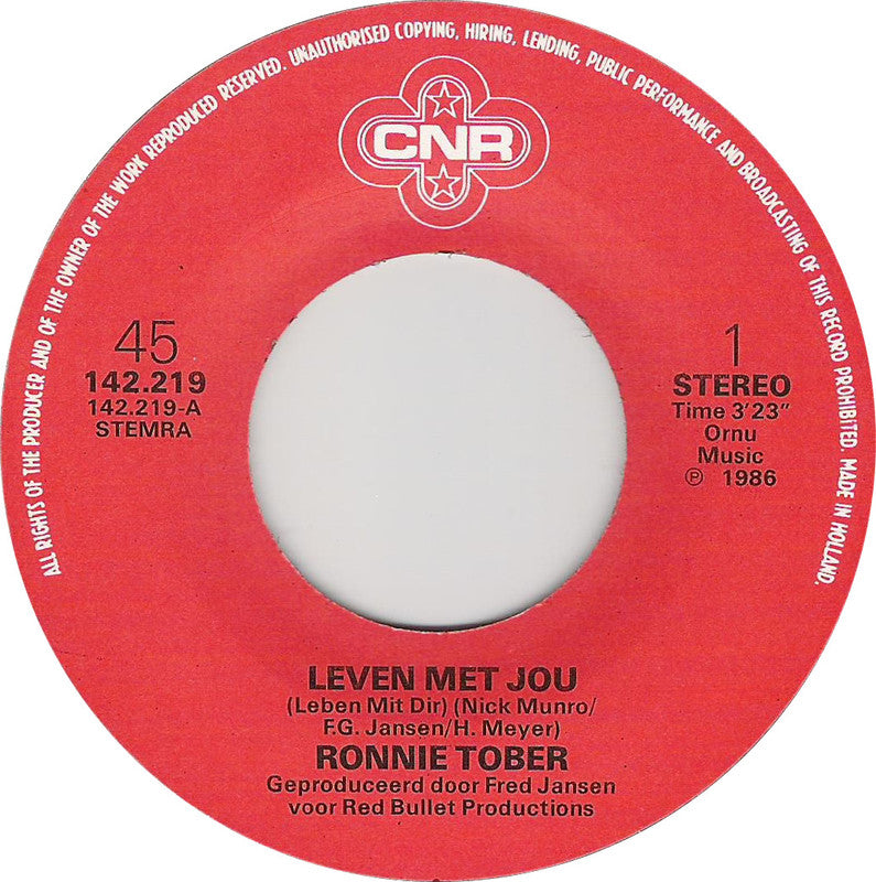 Ronnie Tober - Leven Met Jou 03145 Vinyl Singles Vinyl Goed / Hoes Goed