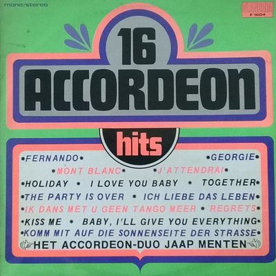 Duo Jaap Menten - 16 Accordeon Hits (LP) Vinyl LP Vinyl Zeer Goed / Hoes Goed "VINYLSINGLES.NL"