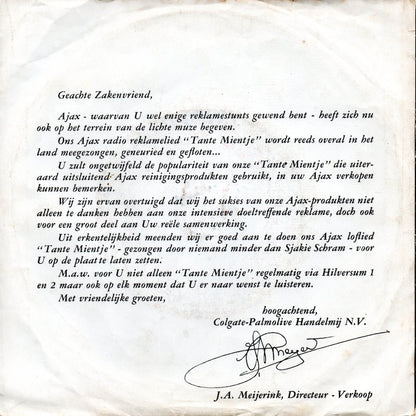 Sjakie Schram - Tante Mientje En De Witte Tornado 16211 Vinyl Singles Vinyl Goed / Hoes Goed