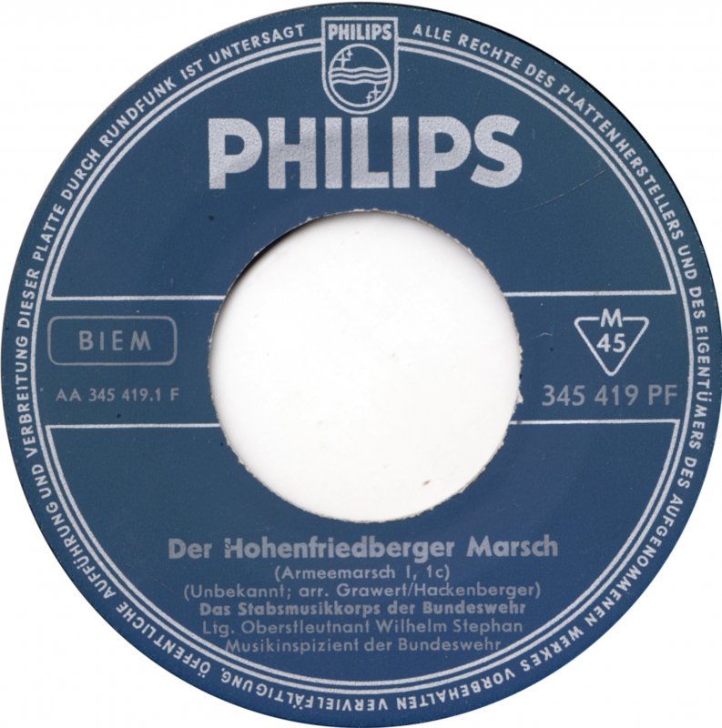 Stabsmusik Corps Der Bundeswehr Ltg. Wilhelm Stephan - Der Hohenfriedberger Marsch 24120
