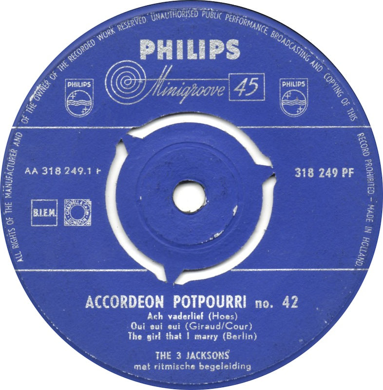 3 Jacksons - Accordeon Potpourri No. 42 05003 Vinyl Singles Vinyl Goed / Hoes Generic