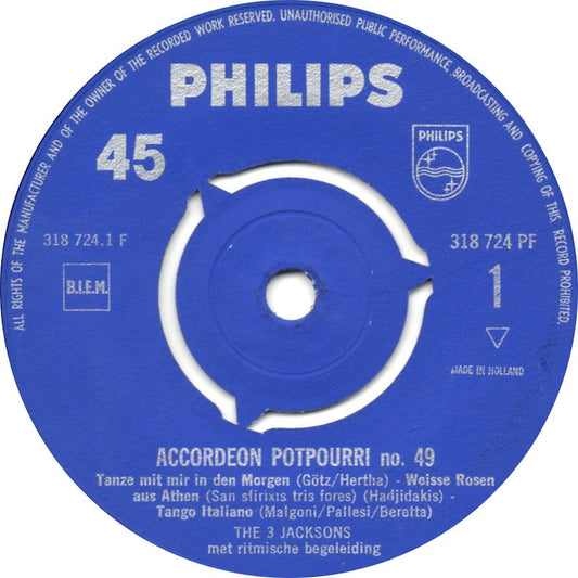 3 Jacksons - Accordeon Potpourri No. 49 42766 vinylsingle Vinyl Goed / Hoes Generic