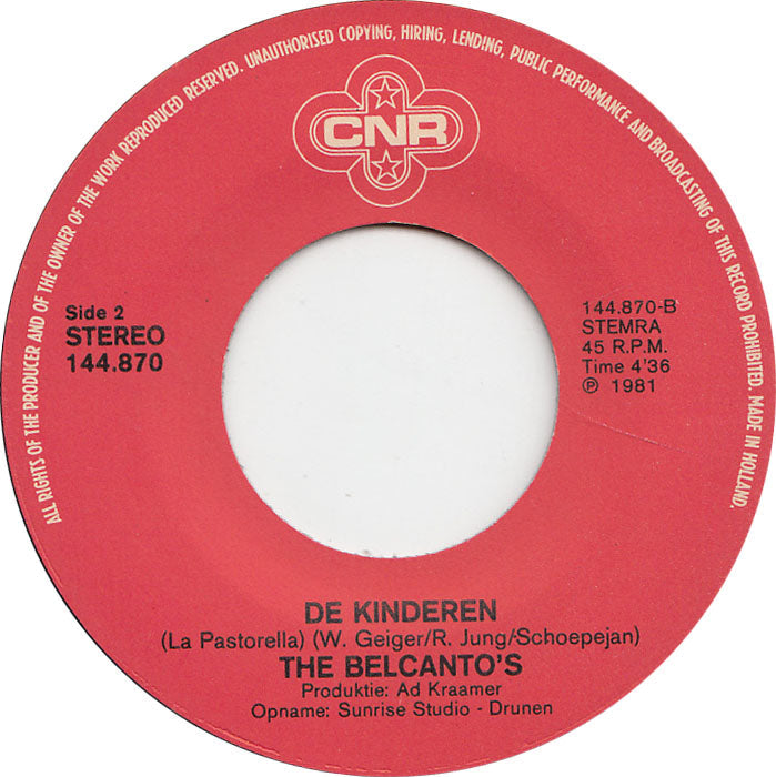 Belcanto's - Moeder Mag Ik Trouwen Gaan Vinyl Singles Vinyl Redelijk / Hoesje Generic "VINYLSINGLES.NL"