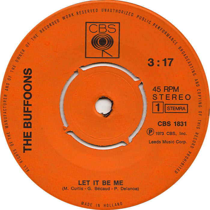 Buffoons - Let It Be Me 30098 Vinyl Singles Vinyl Zeer Goed / Hoesje Goed "VINYLSINGLES.NL"