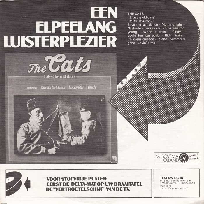 Cats - She Was Too Young Vinyl Singles Vinyl Zeer Goed / Hoesje Goed "VINYLSINGLES.NL"