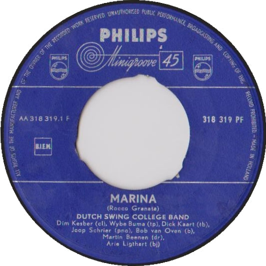 Dutch Swing College Band - Marina 39839 Vinyl Singles Vinyl Zeer Goed / Hoesje Generic "VINYLSINGLES.NL"