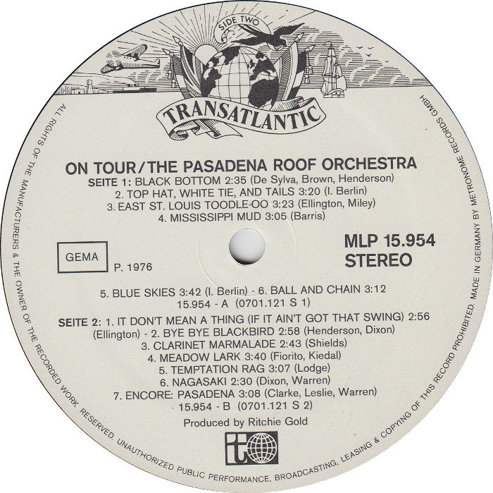 Pasadena Roof Orchestra - On Tour (LP) 48395 Vinyl LP JUKEBOXSINGLES.NL   