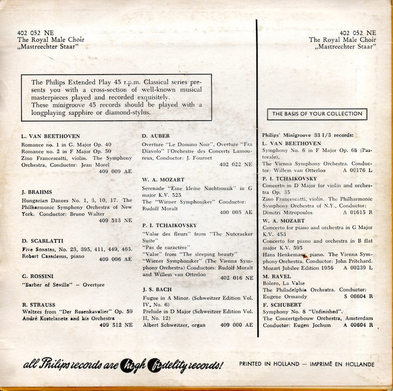 Royal Male Choir Mastreechter Staar - Deep River 17479 Vinyl Singles EP Vinyl Goed / Hoes Goed