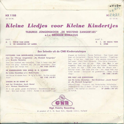 Tilburgs Jongenskoor De Westend Zangertjes - Kleine Liedjes Voor Kleine Kindertjes 42591 Vinyl Singles Vinyl Goed / Hoes Goed
