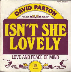 David Parton - Isn't She Lovely 25514 Vinyl Singles Vinyl Zeer Goed / Hoesje Goed "VINYLSINGLES.NL"