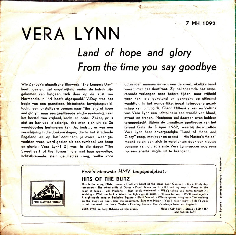 Vera Lynn - Land Of Hope And Glory 42628 Vinyl Singles Vinyl Goed / Hoes Goed