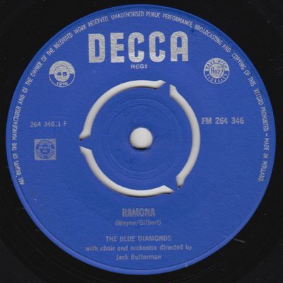 Blue Diamonds - Ramona Vinyl Singles Vinyl Zeer Goed / Hoesje Generic "VINYLSINGLES.NL"