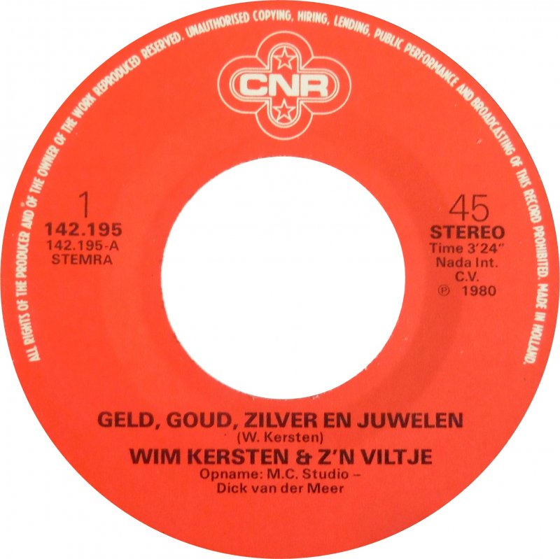 Wim Kersten - Geld, Goud, Zilver En Juwelen 04851 Vinyl Singles Vinyl Goed / Hoes Goed